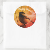 Happy Birdday Schattige Zwart Capped Chickadee Ronde Sticker (Tas)