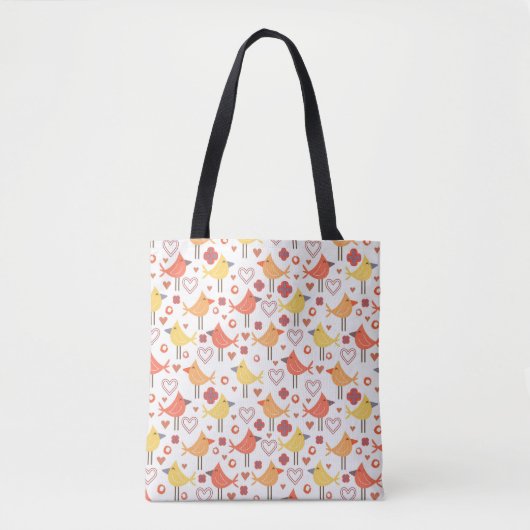 Happy Birds Print Canvas tas (Voorkant)