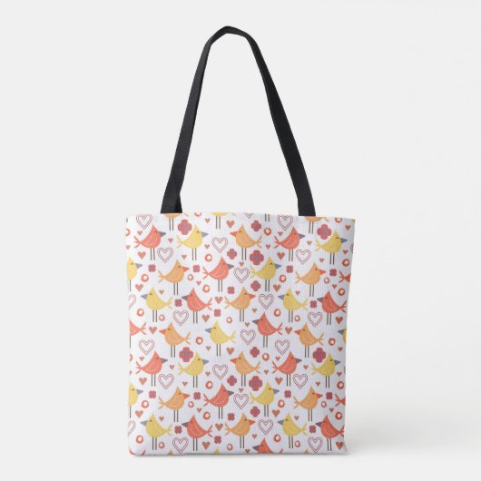 Happy Birds Print Canvas tas (Achterkant)