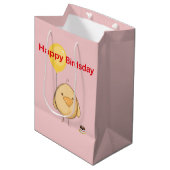 Happy Birdsday Bird Chick Thmed Birthday Medium Cadeauzakje (Voorkant Gekanteld)