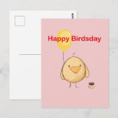 Happy Birdsday Bird Thmed Birthday Greeting Briefkaart (Voorkant / Achterkant)