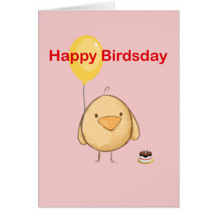 Happy Birdsday Bird Thmed Birthday Wenskaart