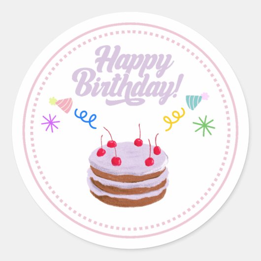 Happy Birth Day Cake Sticker  (Voorkant)