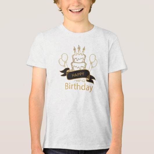 Happy Birth Day Cake Tri-Blend Shirt (Voorkant)