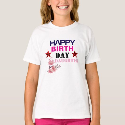 Happy Birth Day T-shirts voor meisjes (Voorkant)
