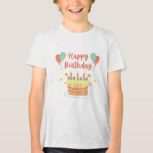 Happy Birth Day Tri-Blend Shirt (Voorkant)
