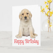 Happy Birthda Yellow Labrador Retriever Puppy Dog Kaart (Gele Bloem)