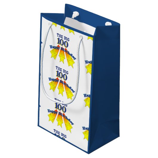 Happy Birthday 100 Klein Cadeauzakje (Achterkant Gekanteld)