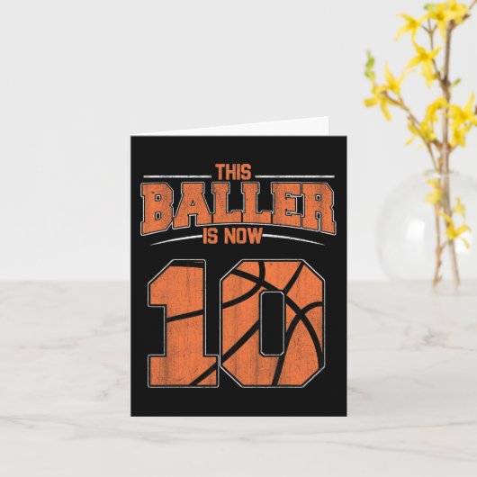 Happy Birthday 10th 10 Year Old Basketball Boys Te Kaart (Gele Bloem)