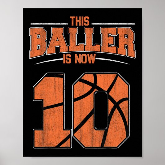 Happy Birthday 10th 10 Year Old Basketball Boys Te Poster (Voorkant)
