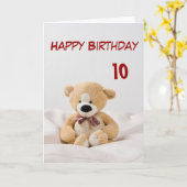 Happy Birthday 10th Teddy Bear Theme Kaart (Gele Bloem)