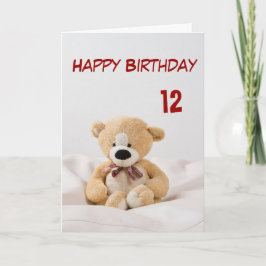 Happy Birthday 12th Teddy Bear Theme Kaart