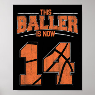 Happy Birthday 14-jarige Basketball Boys Fourtee Poster
