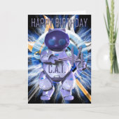 Happy Birthday 14th, Robot Cat, Techno Modern Kaart (Voorkant)