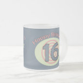 Happy Birthday 16 Matglas Koffiemok (Voorkant rechts)