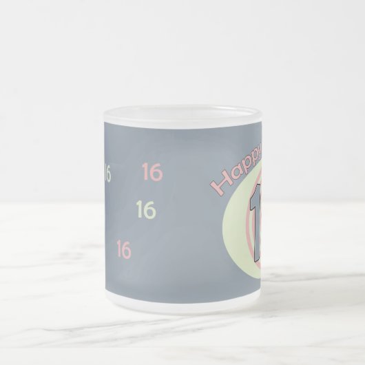 Happy Birthday 16 Matglas Koffiemok (Center)