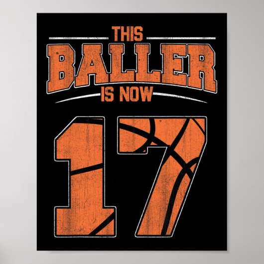 Happy Birthday 17-jarige Basketball Boys Sevente Poster (Voorkant)