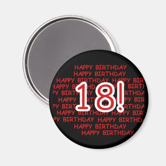 Happy Birthday 18 Magneet (Voorkant / Achterkant)