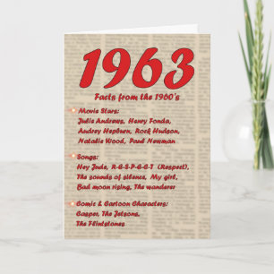 Happy Birthday 1963 Jaar van het geboortennieuws 6 Kaart