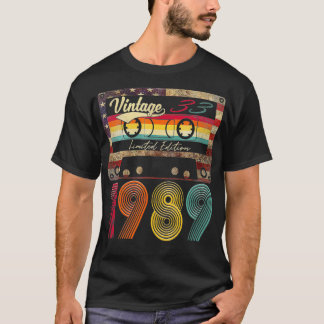  Happy Birthday 1989 33th Gift American Fla T-shirt