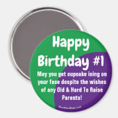 Happy Birthday #1 cupcake ijsbreker magnet (Voorkant / Achterkant)