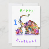 Happy Birthday 1 - Happy Mama and Baby Elephant (Voorkant)