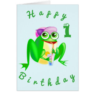 Happy Birthday 1 Kaart met Happy Party Frog