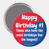 Happy Birthday #1 koelkast Magnet (Voorkant / Achterkant)
