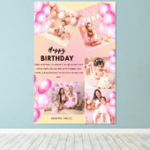 Happy Birthday 1st Baby Birthday Custom Collage Canvas Afdruk (Insitu (Houten vloer))