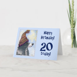 Happy Birthday, 20 vandaag, grenspoelhond in bob Kaart