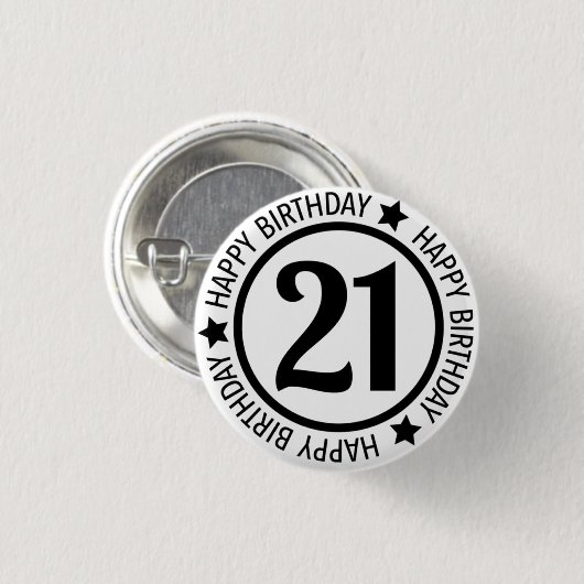 Happy Birthday 21 Button (Voorkant /achterkant)