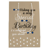 Happy Birthday 21 en geweldig bruin blauw Medium Cadeauzakje (Achterkant)