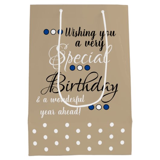 Happy Birthday 21 en geweldig bruin blauw Medium Cadeauzakje (Achterkant)