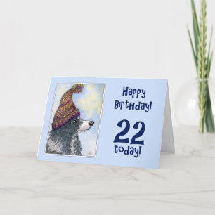 Happy Birthday, 22 vandaag, grenspoelhond in bob Kaart