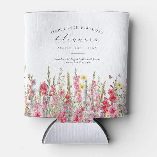 Happy Birthday 25th August Birth Flower Custom Blikjeskoeler (Voorkant)