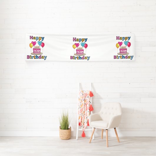 Happy Birthday 2,5x10 Vinyl Banner (Insitu)