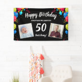 Happy Birthday, 2 foto's, elke leeftijd, vun ballo Spandoek (Insitu)