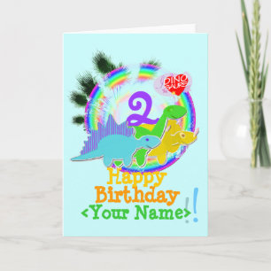 Happy Birthday 2 jaar, Jouw naam Dinos Card Kaart