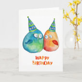 Happy Birthday 2 kleine vogeltjes leeg van binnen Kaart (Gele Bloem)