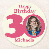 Happy Birthday 30 naam en fotopapier onderzetters (Voorkant)