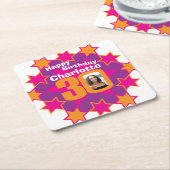 Happy birthday 30e naam en fotopapier onderzetters (Schuin)