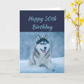 Happy Birthday 30th Thirty Husky Dog Humor Kaart (Gele Bloem)