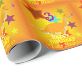 Happy Birthday 3 jaar Jouw naam Dinosaur Cadeaupapier (Rol Hoek)