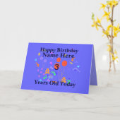 Happy Birthday 3 jaar oud Naam toevoegen Kaart (Gele Bloem)