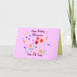 Happy Birthday 3 jaar oud naam toevoegen/leeftijd Kaart