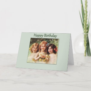 Happy Birthday-3  meisjes Kaart