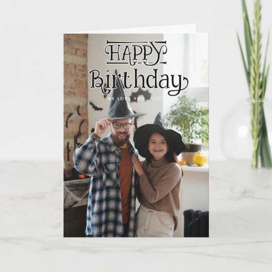 Happy Birthday 3 Photo Folded Greeting Card Kaart (Voorkant)