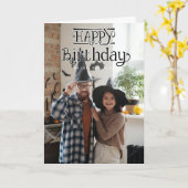 Happy Birthday 3 Photo Folded Greeting Card Kaart (Gele Bloem)