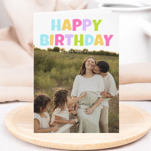 Happy Birthday 3 Photo Folded Greeting Card Kaart