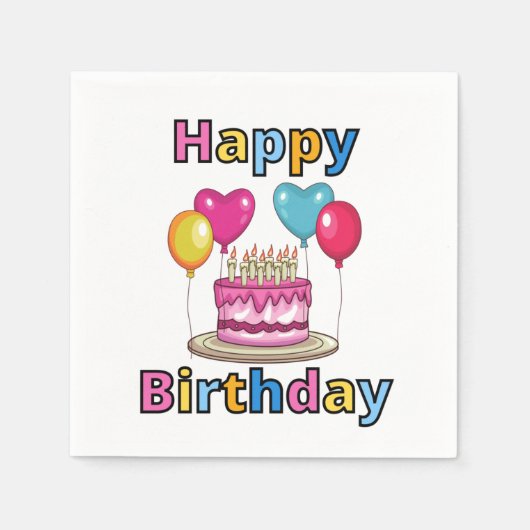 Happy Birthday 3 Ply Napkins Servet (Voorkant)
